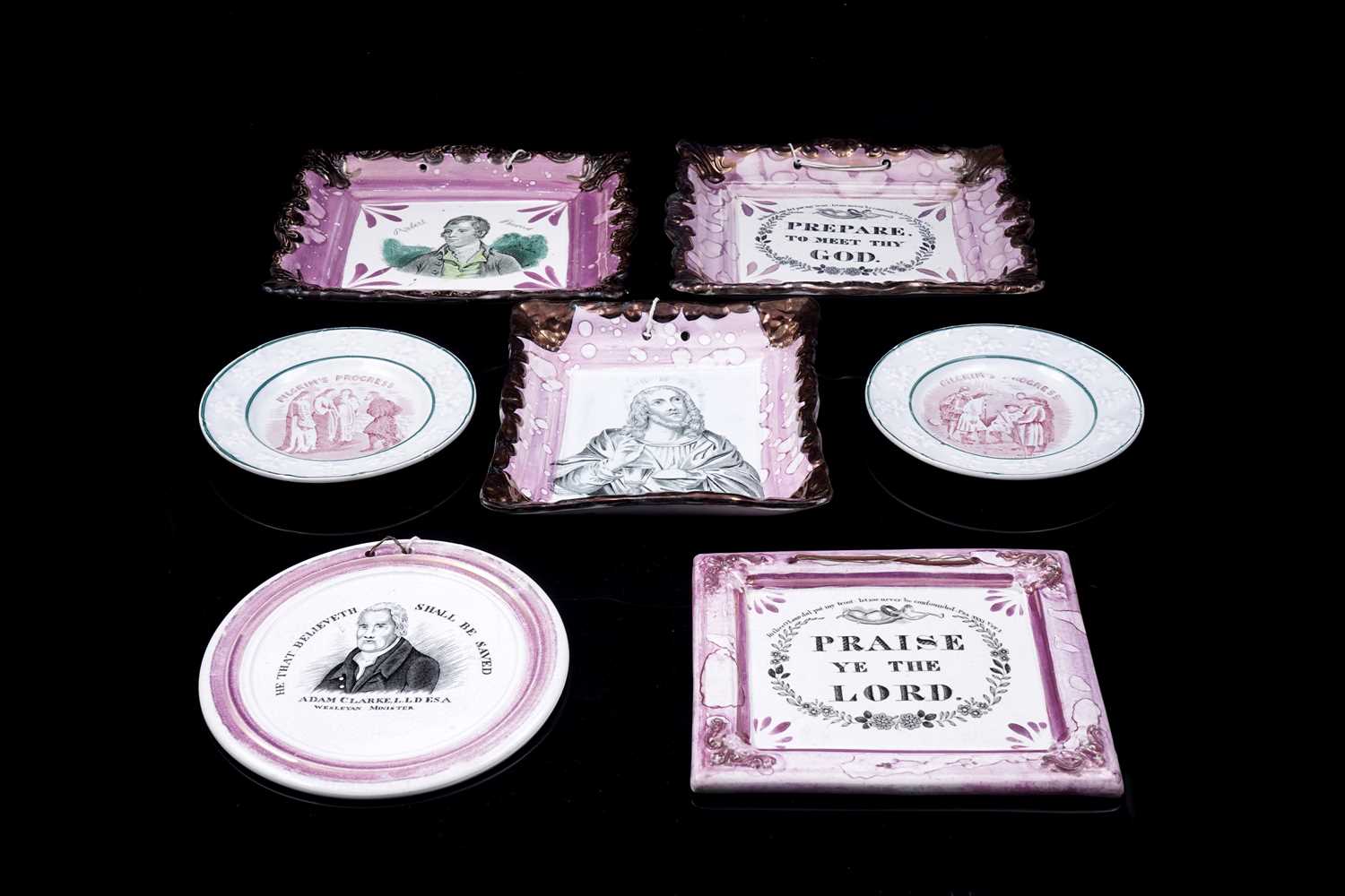 Lot 455 - Five Sunderland plaques; and two nursery plates