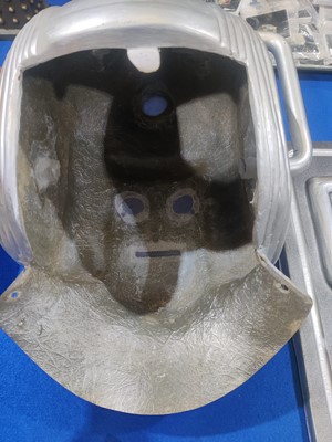 Lot 268 - A reproduction Cyberman helmet from 'The Invasion' 1968; and two other items