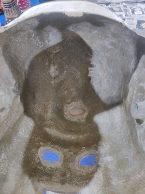 Lot 268 - A reproduction Cyberman helmet from 'The Invasion' 1968; and two other items