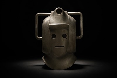 Lot 268 - A reproduction Cyberman helmet from 'The Invasion' 1968; and two other items