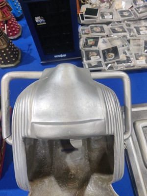 Lot 268 - A reproduction Cyberman helmet from 'The Invasion' 1968; and two other items