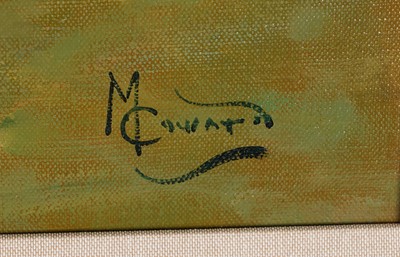 Lot 249 - Malcolm Coward - Five horses gathered round their owner | oil
