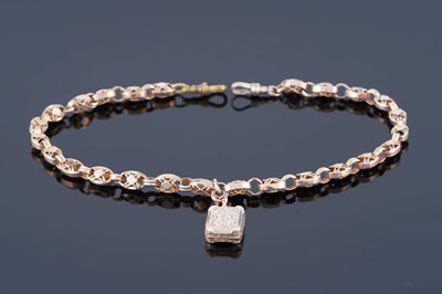 Lot 225 - A Victorian rose gold fancy-link watch chain, converted to be worn as a pendant necklace