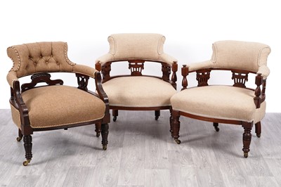 Lot 60 - Three Edwardian mahogany tub armchairs