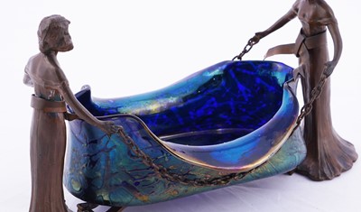 Lot 475 - Loetz: an early 20th Century iridescent glass bowl in stand