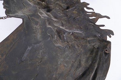 Lot 479 - After Emile Pinado, French (1840-1916): a substantial bronze profile portrait plaque of Minerva