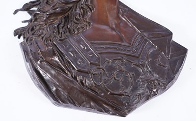 Lot 479 - After Emile Pinado, French (1840-1916): a substantial bronze profile portrait plaque of Minerva