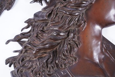 Lot 479 - After Emile Pinado, French (1840-1916): a substantial bronze profile portrait plaque of Minerva