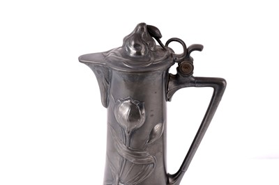Lot 487 - WMF: an early 20th Century Art Nouveau pewter claret jug