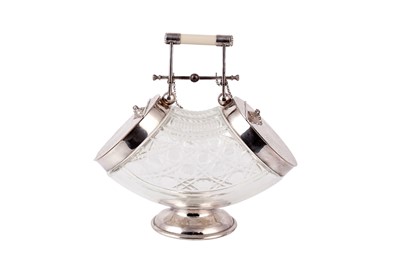 Lot 488 - R&D Ltd: a Victorian EPNS and cut glass double-sided biscuit barrel