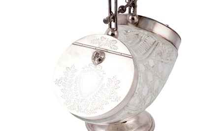 Lot 488 - R&D Ltd: a Victorian EPNS and cut glass double-sided biscuit barrel