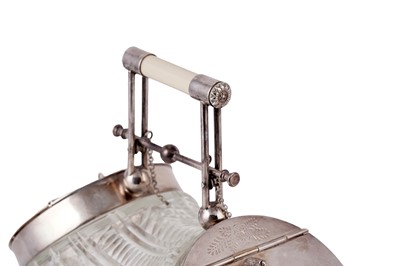 Lot 488 - R&D Ltd: a Victorian EPNS and cut glass double-sided biscuit barrel