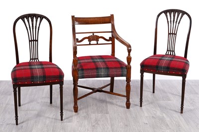 Lot 63 - Three tartan-covered chairs