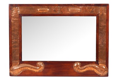 Lot 122 - A walnut framed Arts & Crafts mirror
