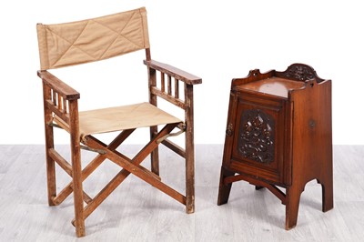 Lot 64 - A mahogany Arts & Crafts pot cupboard; and a painted wood director’s chair