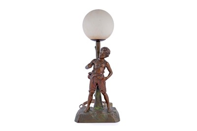Lot 492 - An Art Deco bronzed metal table lamp with Peter Pan figure