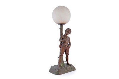 Lot 492 - An Art Deco bronzed metal table lamp with Peter Pan figure