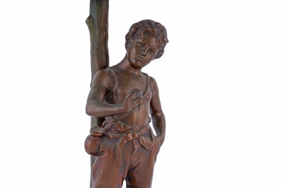 Lot 492 - An Art Deco bronzed metal table lamp with Peter Pan figure