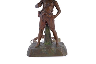 Lot 492 - An Art Deco bronzed metal table lamp with Peter Pan figure