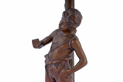 Lot 492 - An Art Deco bronzed metal table lamp with Peter Pan figure