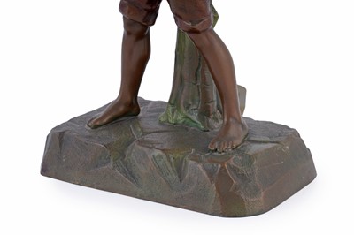 Lot 492 - An Art Deco bronzed metal table lamp with Peter Pan figure