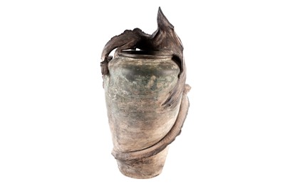 Lot 450 - Manner of Eduard Stellmacher: a Czechoslovakian earthenware dragon vase