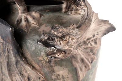 Lot 450 - Manner of Eduard Stellmacher: a Czechoslovakian earthenware dragon vase