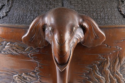 Lot 364 - A large Japanese bronze jardiniere