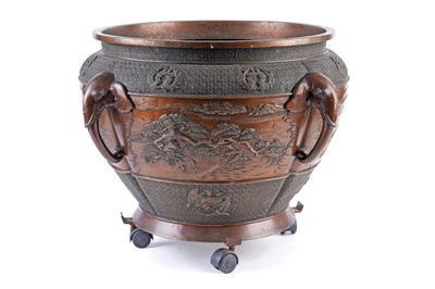 Lot 364 - A large Japanese bronze jardiniere