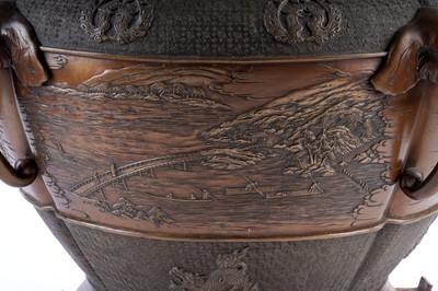 Lot 364 - A large Japanese bronze jardiniere
