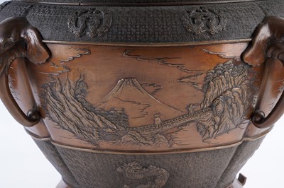 Lot 364 - A large Japanese bronze jardiniere