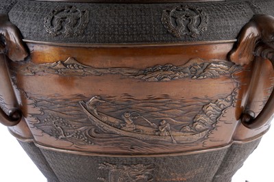 Lot 364 - A large Japanese bronze jardiniere