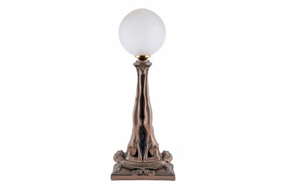 Lot 197 - A cold cast bronzed resin Art Deco style figural table lamp