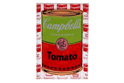 Lot 111 - Steve Kaufman - Campbell's Tomato Soup (green & red) | mixed media