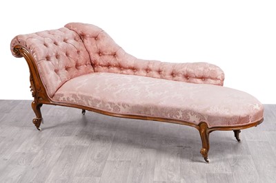 Lot 79 - A Victorian walnut framed chaise longue