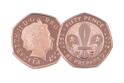 Lot 49 - Royal Mint Queen Elizabeth II 22ct gold 100 Years of Adventure Scouts Proof Fifty-Pence