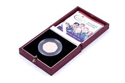 Lot 49 - Royal Mint Queen Elizabeth II 22ct gold 100 Years of Adventure Scouts Proof Fifty-Pence