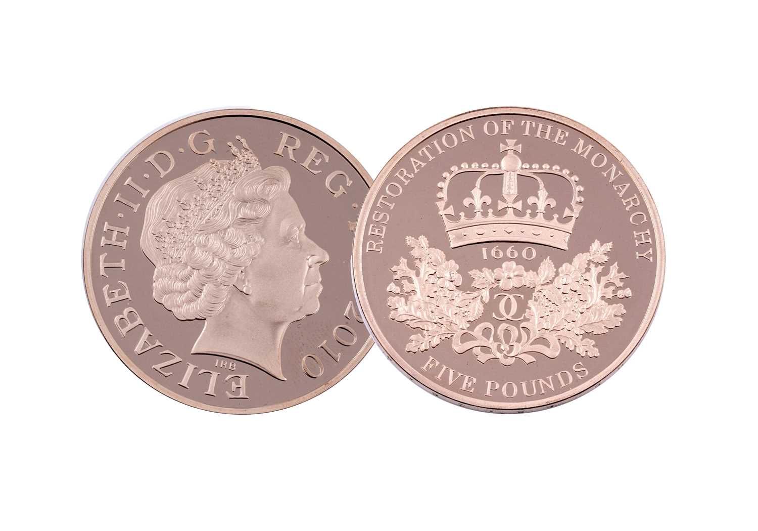 Lot 57 - Royal Mint Elizabeth II 22ct gold Restoration of the Monarchy Five-Pound Proof Coin