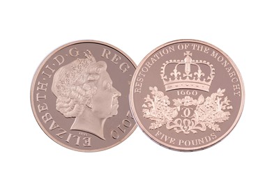 Lot 57 - Royal Mint Elizabeth II 22ct gold Restoration of the Monarchy Five-Pound Proof Coin