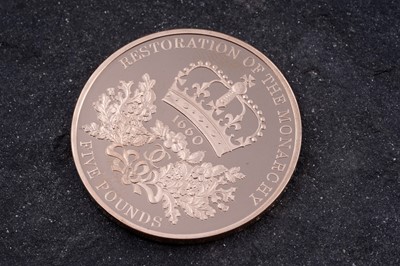 Lot 57 - Royal Mint Elizabeth II 22ct gold Restoration of the Monarchy Five-Pound Proof Coin
