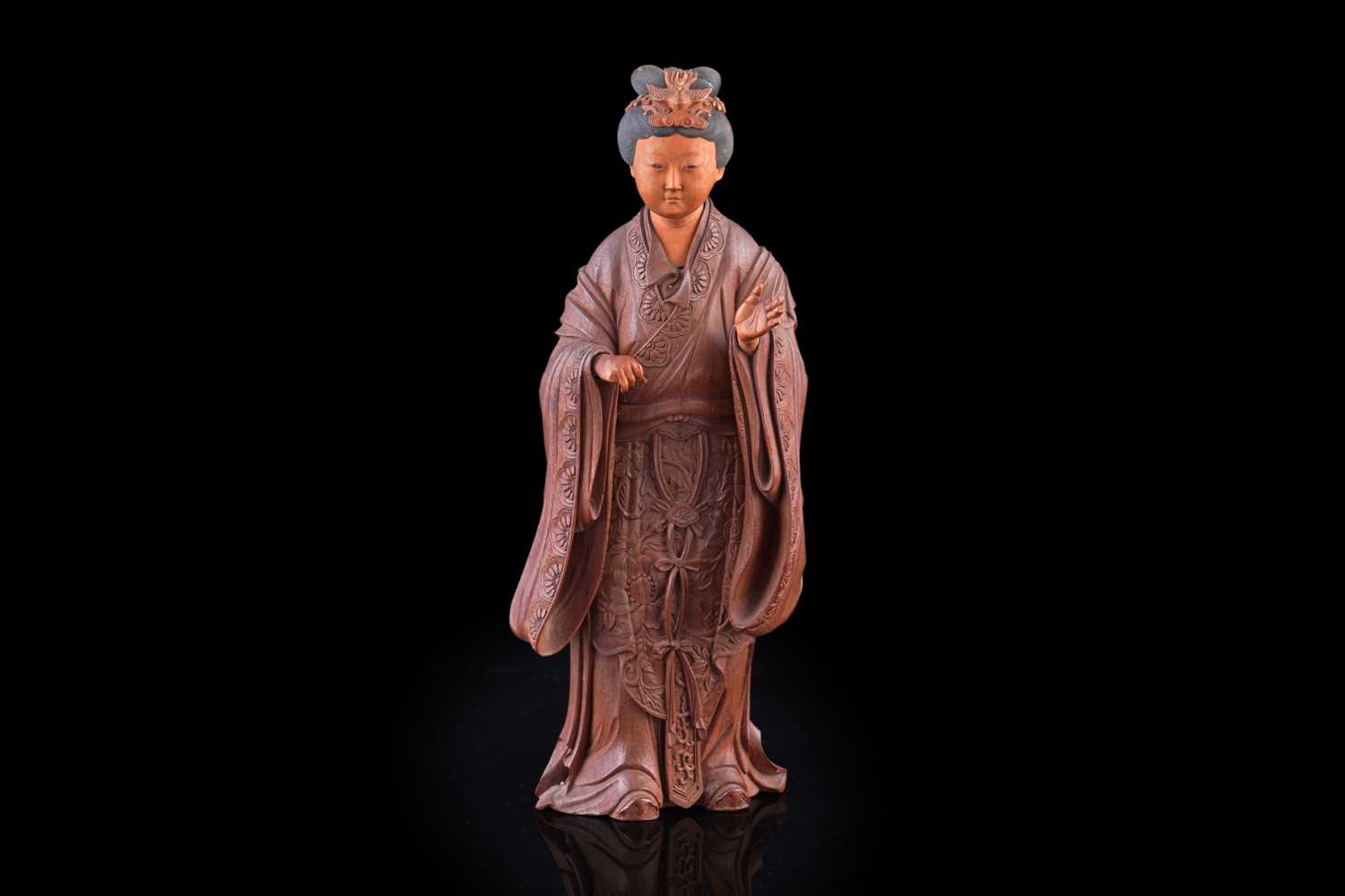 Lot 350 - A Chinese hardwood figure
