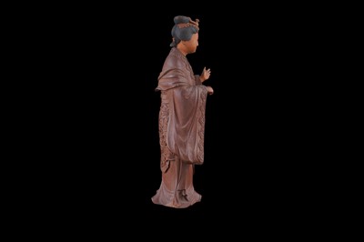 Lot 350 - A Chinese hardwood figure
