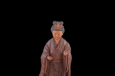 Lot 350 - A Chinese hardwood figure
