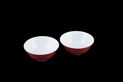 Lot 309 - A pair of Chinese liver-red bowls
