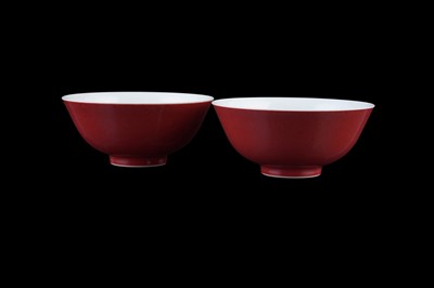 Lot 309 - A pair of Chinese liver-red bowls