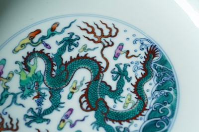 Lot 313 - A Chinese Doucai dragon dish