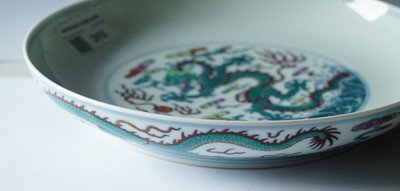 Lot 313 - A Chinese Doucai dragon dish