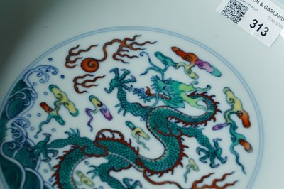 Lot 313 - A Chinese Doucai dragon dish