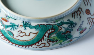 Lot 313 - A Chinese Doucai dragon dish