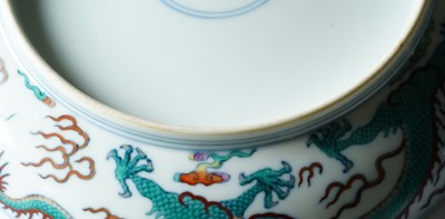 Lot 313 - A Chinese Doucai dragon dish